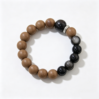 BEYUL Pear Chamber wood-tone incense bead bracelet — handmade pressed botanical beads, front view