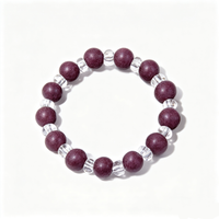 BEYUL Purple Rose plum incense bead bracelet with clear crystal — handmade pressed botanical beads, front view