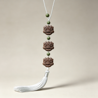 BEYUL Awakened Lion handmade aroma hanging charm with tassel — pressed botanical amulet on braided cord, alternate view 3