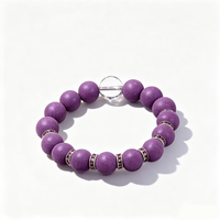BEYUL Scholar's Clarity purple incense bead bracelet with clear quartz — hand-strung elastic bracelet, alternate view 3