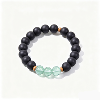 BEYUL Pearl Essence black incense bead bracelet with fluorite accents — hand-strung elastic bracelet, alternate view 3