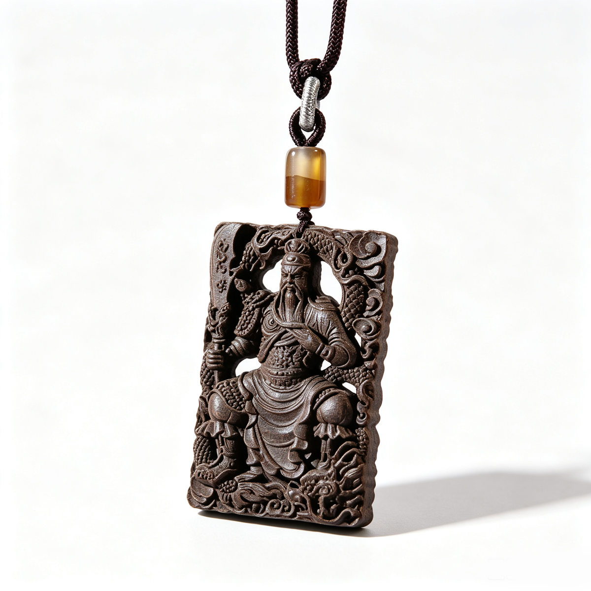 BEYUL Guan Gong aroma amulet pendant with cord and tassel — pressed botanical amulet on braided cord, alternate view 3