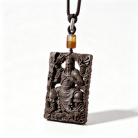 BEYUL Guan Gong aroma amulet pendant with cord and tassel — pressed botanical amulet on braided cord, alternate view 3