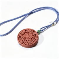 BEYUL Lotus aroma amulet pendant with cord and tassel — pressed botanical amulet on braided cord, alternate view 3