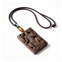 BEYUL Guan Gong aroma amulet pendant with cord and tassel — pressed botanical amulet on braided cord, alternate view 4