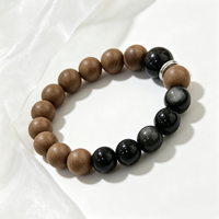 BEYUL Pear Chamber wood-tone incense bead bracelet — hand-strung elastic bracelet, alternate view 4