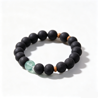 BEYUL Pearl Essence black incense bead bracelet with fluorite accents — hand-strung elastic bracelet, alternate view 4