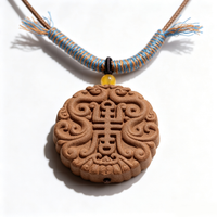 BEYUL Auspicious Longevity aroma amulet pendant with cord and tassel — pressed botanical amulet on braided cord, alternate view 4