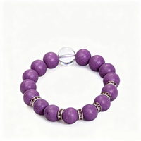 BEYUL Scholar's Clarity purple incense bead bracelet with clear quartz — hand-strung elastic bracelet, alternate view 4