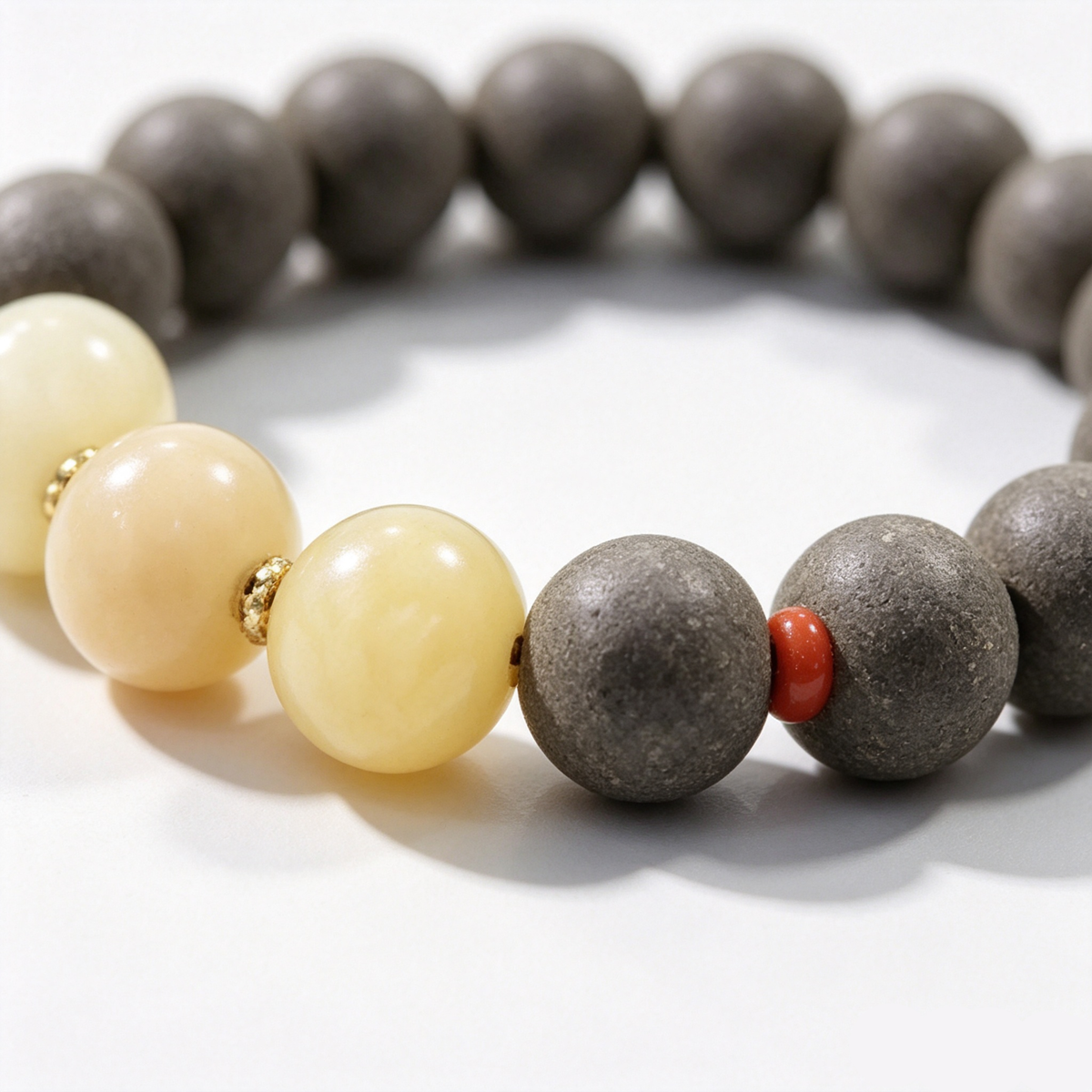 BEYUL Wood Element incense bead bracelet with jade beads — hand-strung elastic bracelet, alternate view 4