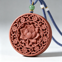 BEYUL Lotus aroma amulet pendant with cord and tassel — pressed botanical amulet on braided cord, alternate view 4