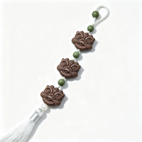 BEYUL Awakened Lion handmade aroma hanging charm with tassel — pressed botanical amulet on braided cord, alternate view 4