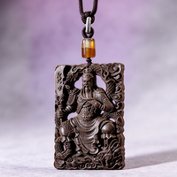 BEYUL Guan Gong aroma amulet pendant with cord and tassel — pressed botanical amulet on braided cord, alternate view 5