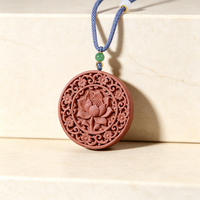 BEYUL Lotus aroma amulet pendant with cord and tassel — pressed botanical amulet on braided cord, alternate view 5