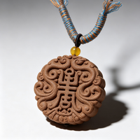 BEYUL Auspicious Longevity aroma amulet pendant with cord and tassel — pressed botanical amulet on braided cord, alternate view 5