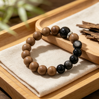 BEYUL Pear Chamber wood-tone incense bead bracelet — hand-strung elastic bracelet, alternate view 5