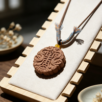 BEYUL Auspicious Longevity aroma amulet pendant with cord and tassel — pressed botanical amulet on braided cord, alternate view 6