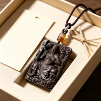 BEYUL Guan Gong aroma amulet pendant with cord and tassel — pressed botanical amulet on braided cord, alternate view 6