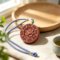 BEYUL Lotus aroma amulet pendant with cord and tassel — pressed botanical amulet on braided cord, alternate view 6
