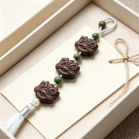 BEYUL Awakened Lion handmade aroma hanging charm with tassel — pressed botanical amulet on braided cord, alternate view 6