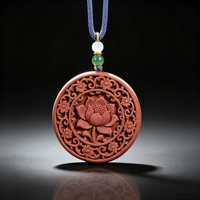 BEYUL Lotus aroma amulet pendant with cord and tassel — pressed botanical amulet on braided cord, alternate view 2