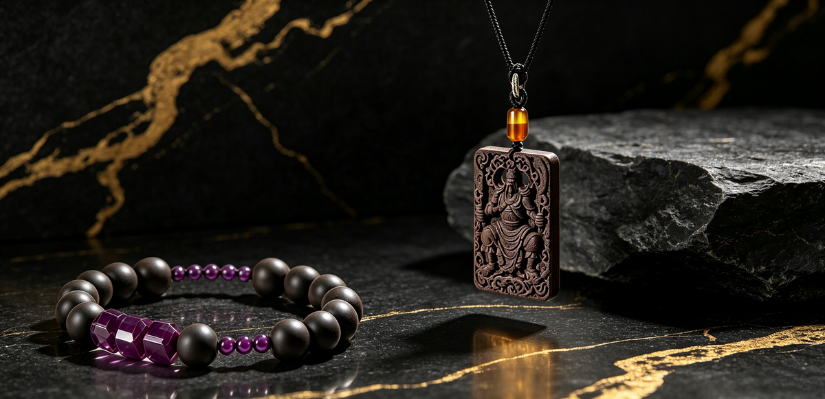 Handmade Chinese hexiang incense jewelry — a pressed botanical aroma amulet on a dark background