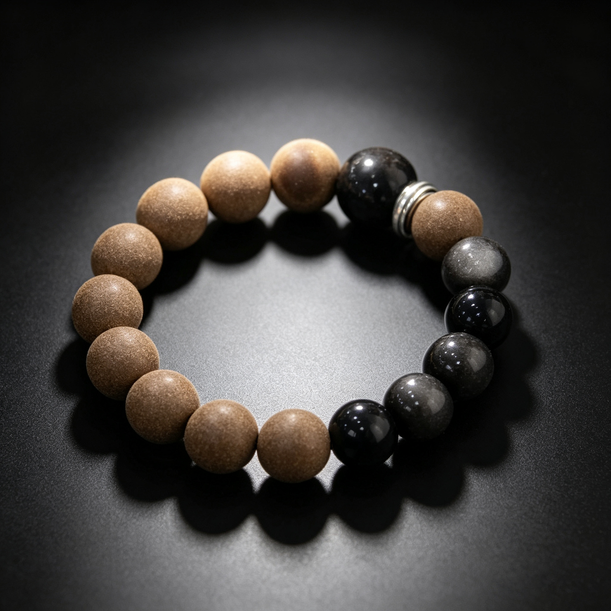 BEYUL Pear Chamber wood-tone incense bead bracelet — hand-strung elastic bracelet, alternate view 2
