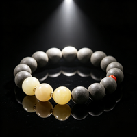 BEYUL Wood Element incense bead bracelet with jade beads — hand-strung elastic bracelet, alternate view 2