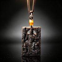BEYUL Guan Gong aroma amulet pendant with cord and tassel — pressed botanical amulet on braided cord, alternate view 2