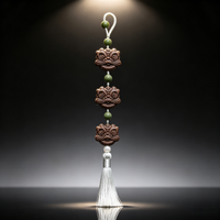 BEYUL Awakened Lion handmade aroma hanging charm with tassel — pressed botanical amulet on braided cord, alternate view 2